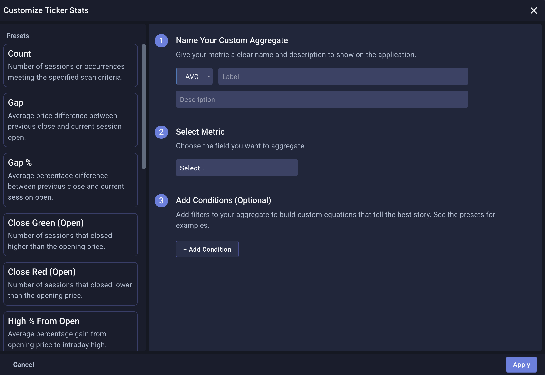 Ticker Stats - Custom Stats